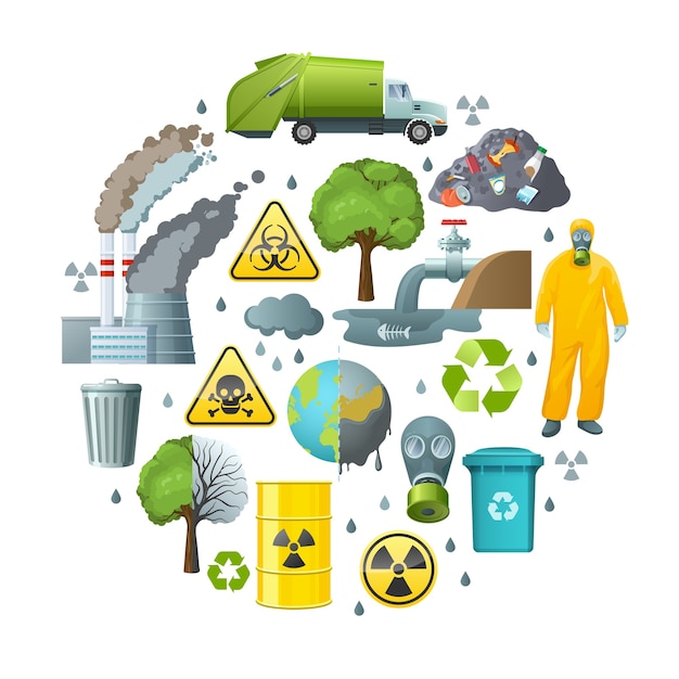 Free vector environmental pollution circle composition