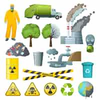 Free vector environmental pollution elements set