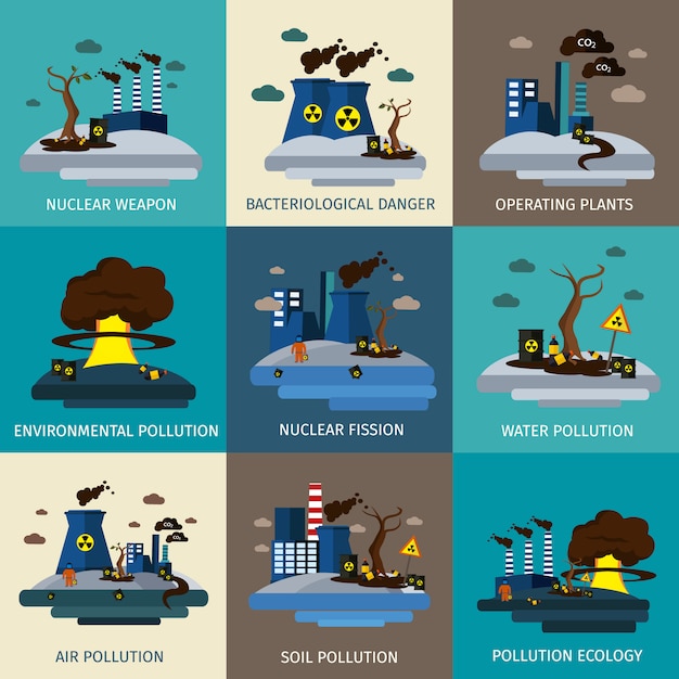 Free Vector environmental pollution set