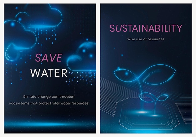 Free vector environmental technology poster template vector set