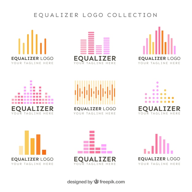 Free Vector equalizer logo collection with flat design