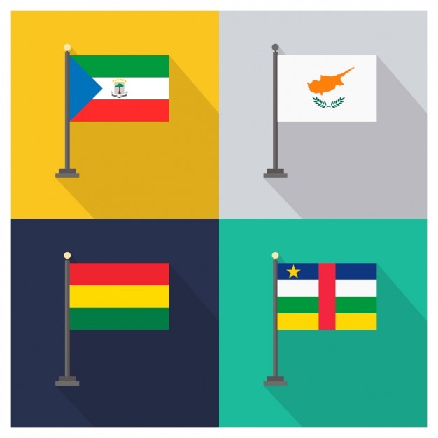 Free Vector equatorial guinea cyprus bolivia and central african republic flags