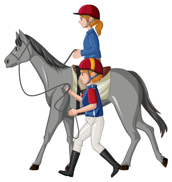 Equestrian sport with girl on horseback