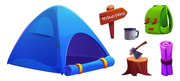 Free Vector equipment for camping and hiking