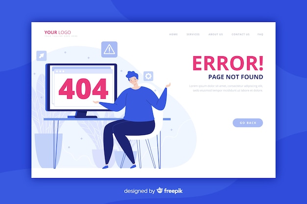 Error 404 landing page flat style