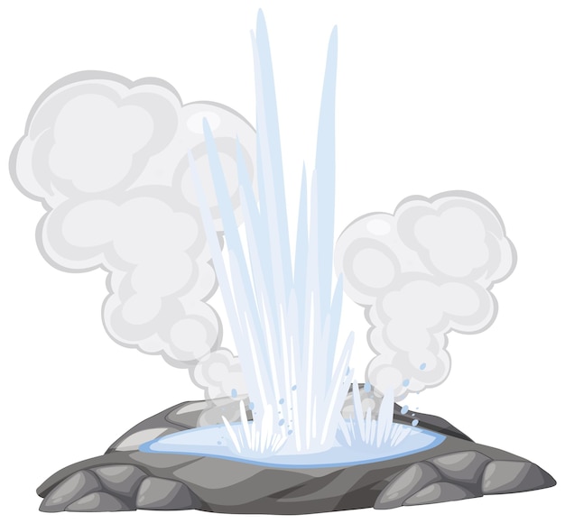 Free Vector erupting geyser in rocky landscape