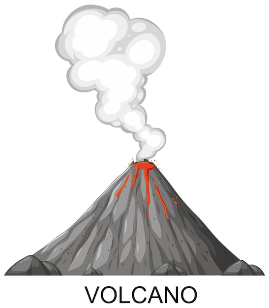 Free vector erupting volcano with smoke