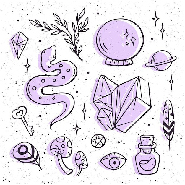 Free Vector esoteric element pack concept