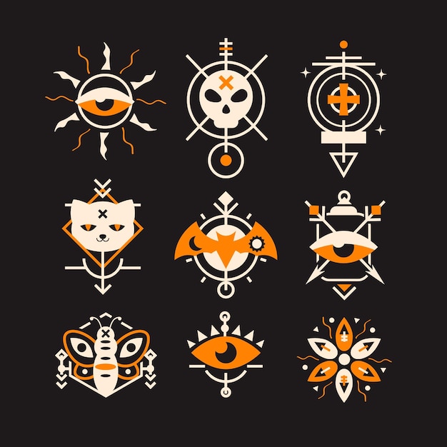 Free vector esoteric elements illustration concept