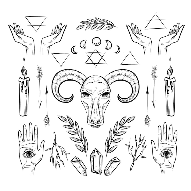 Free Vector esoteric elements illustration concept