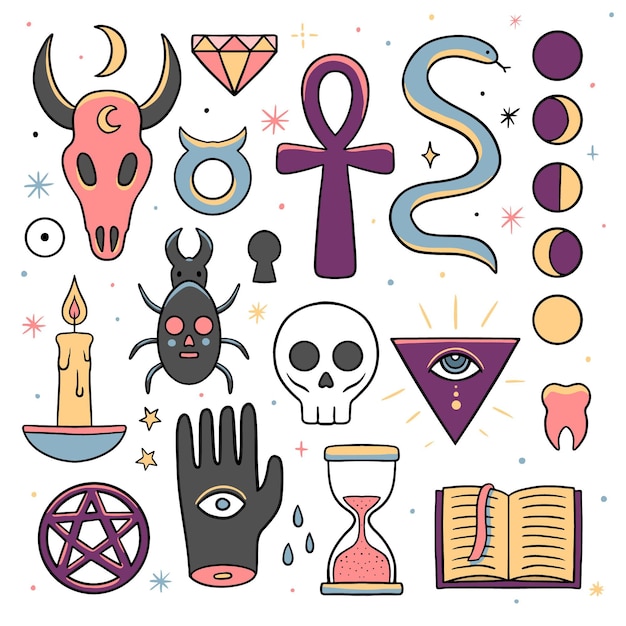 Free vector esoteric elements mystical creatures