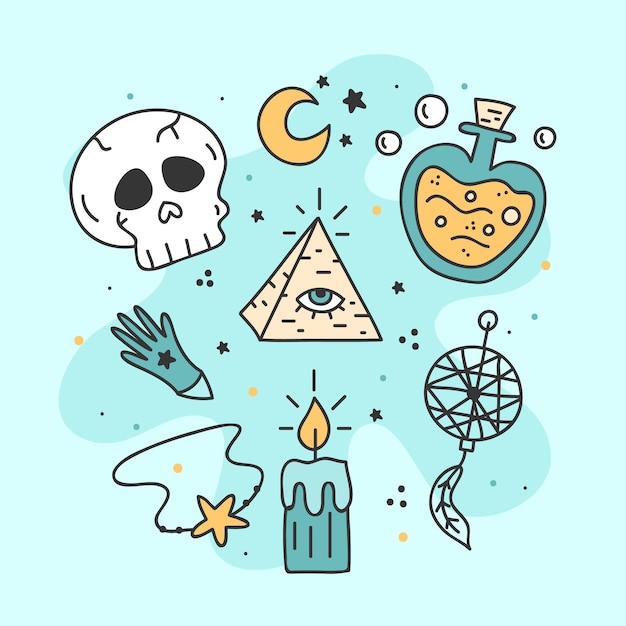 Free vector esoteric mystical elements concept