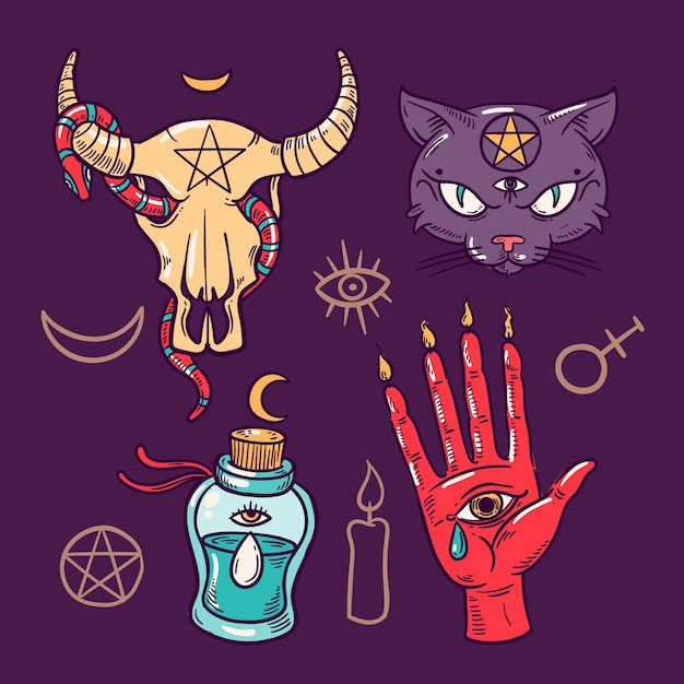 Free Vector esoteric mystical elements concept