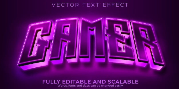 Esport text effect, editable gamer and neon text style