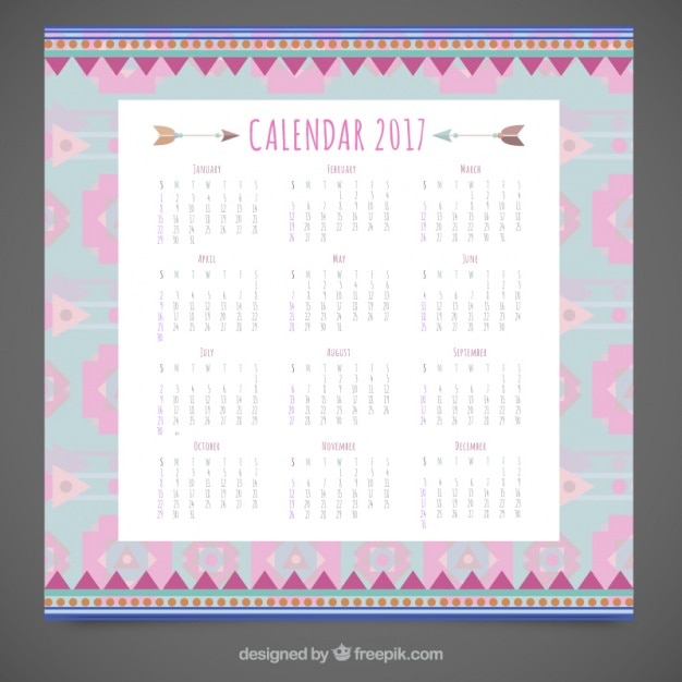 Free Vector ethnic calendar 2017 