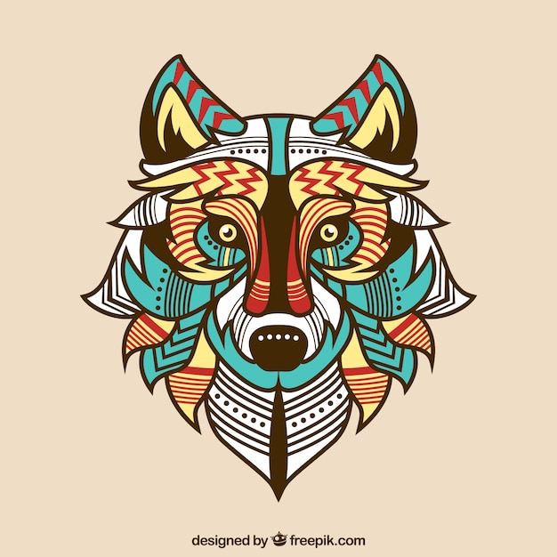 Ethnic colored wolf background