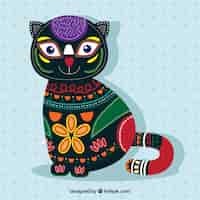 Free vector ethnic cute cat background