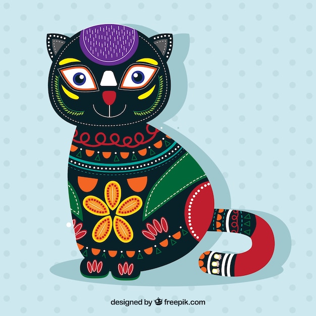 Free Vector ethnic cute cat background 