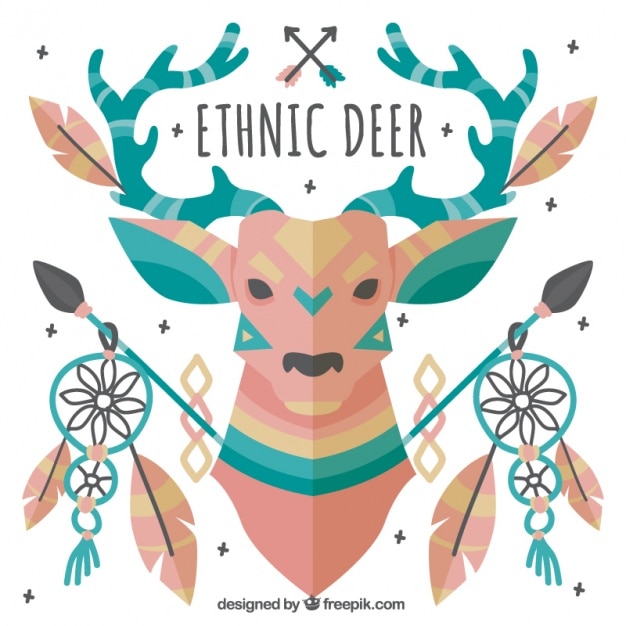 Free Vector ethnic deer in flat design with decorative elements