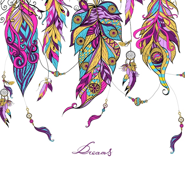 Free Vector ethnic feathers sketch