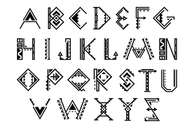 Free vector ethnic font. native american indian alphabet