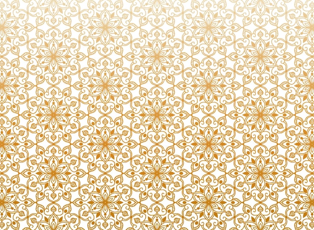 Free Vector ethnic golden floral mandala pattern on white background