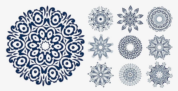 Free vector ethnic mandala decoration pattern set