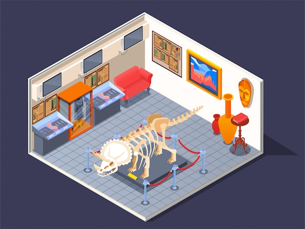 Free vector ethnic museum isometric composition