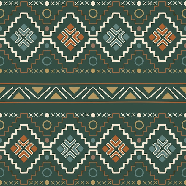 Ethnic pattern background, colorful seamless Aztec design, vector