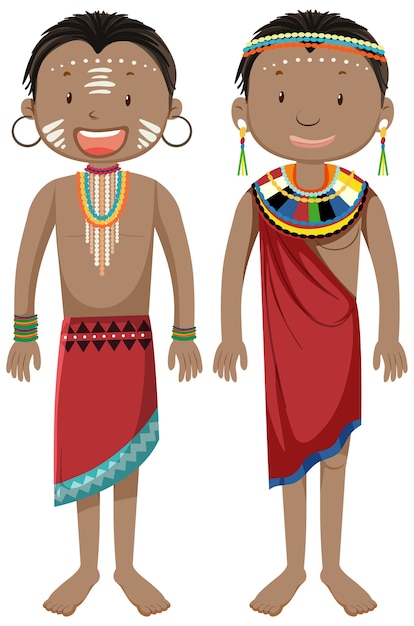 Free Vector ethnic people of african tribes in traditional clothing cartoon character