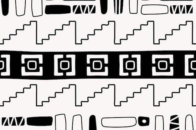 Free vector ethnic seamless pattern background, black and white aztec design, vector