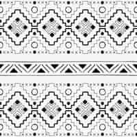 Free vector ethnic seamless pattern background, black and white geometric design, vector