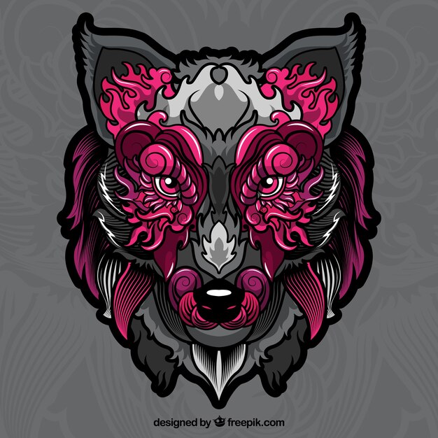 Ethnic wolf portrait