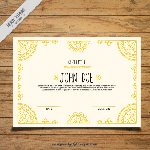 Ethnic yellow certificate