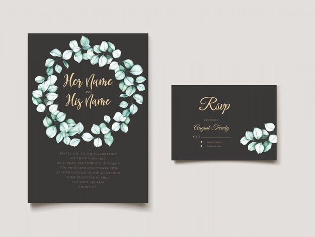 eucalyptus wedding invitation card set