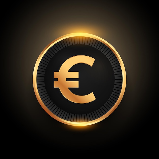 Free Vector european money golden coin on dark background