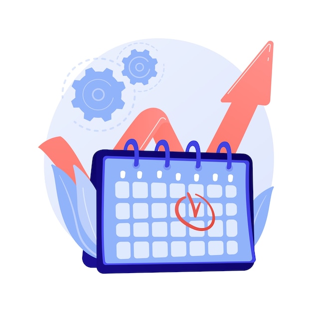 Free Vector event management. performance efficiency, time optimization, reminder. task and project deadline flat design element. appointment date reminding concept illustration