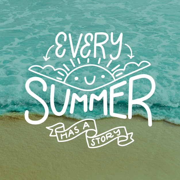 Free Vector every summer has a story lettering with photo