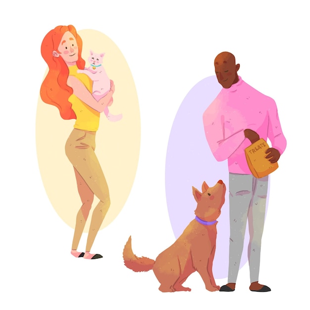 Everyday scenes with pets concept