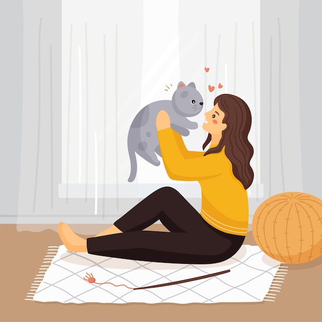 Everyday scenes with pets concept