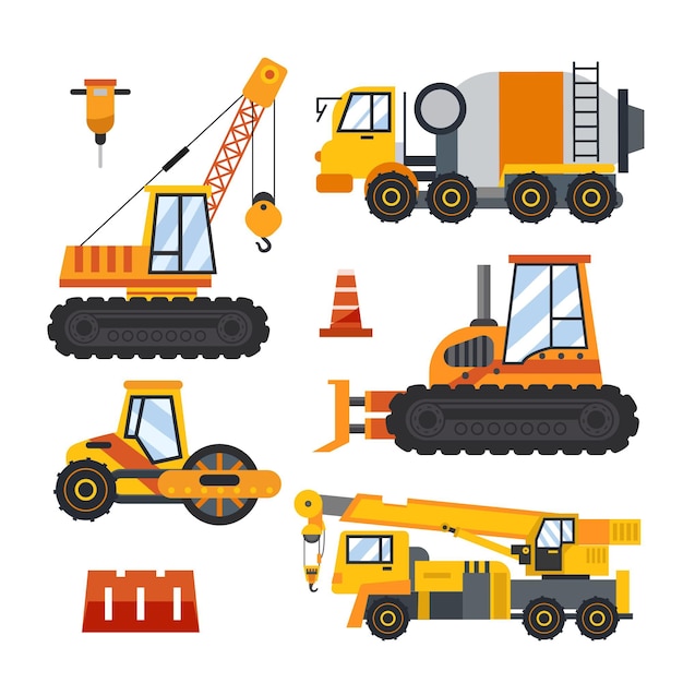 Free Vector excavator collection elements concept