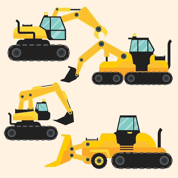 Free Vector excavator collection elements concept