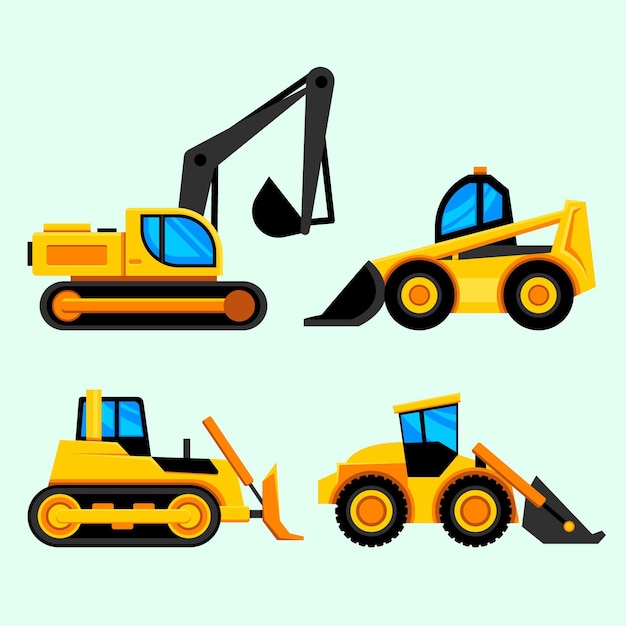 Free vector excavator collection illustration