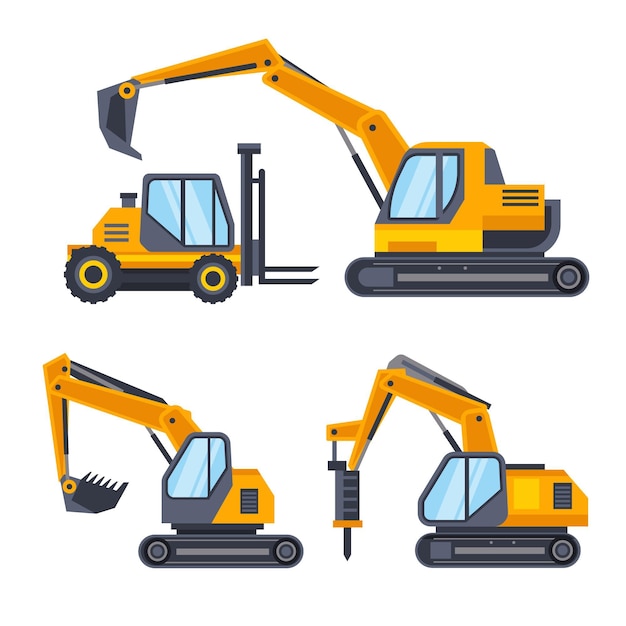 Free Vector excavator collection illustration