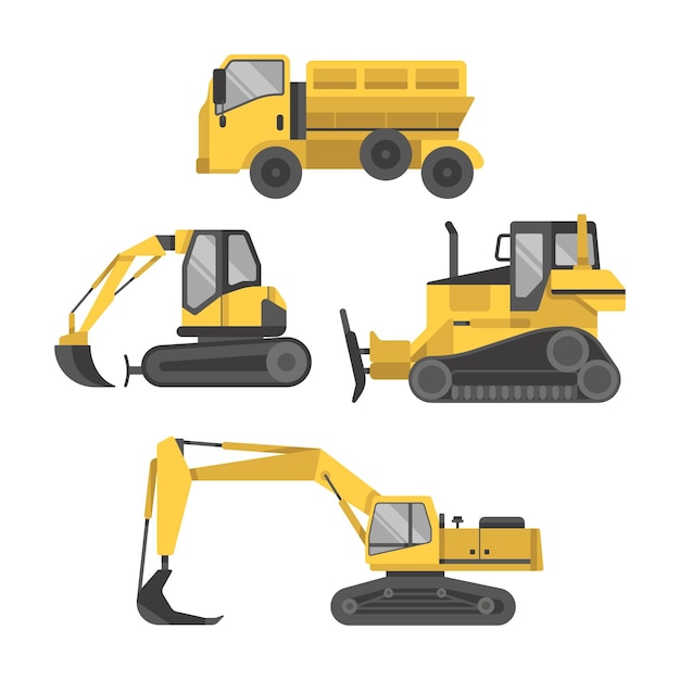 Free Vector excavator construction collection