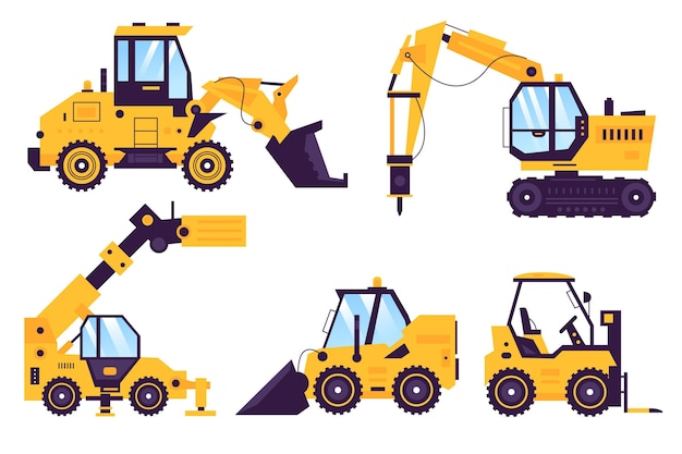 Excavator illustrated design collection