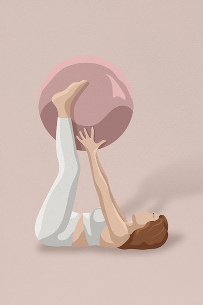 Free Vector exercise routine vector woman holding fitness ball minimal illustration