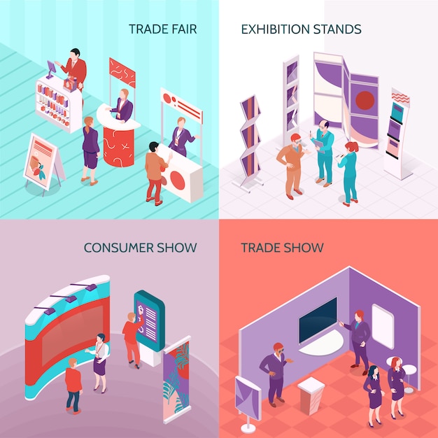 Free vector exhibition stands 2x2