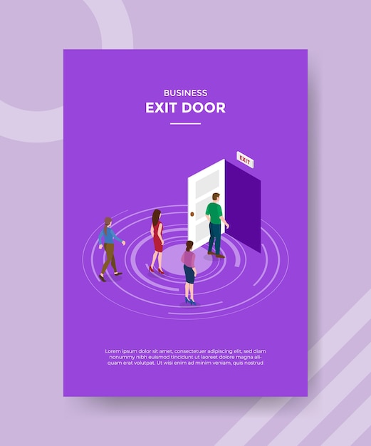 Free Vector exit door strategy concept for template banner and flyer with isometric style vector