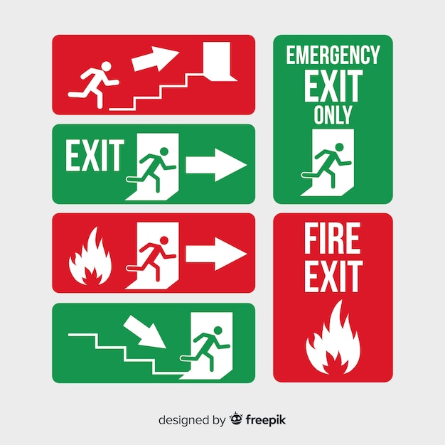 Free Vector exit sign collection in flat style